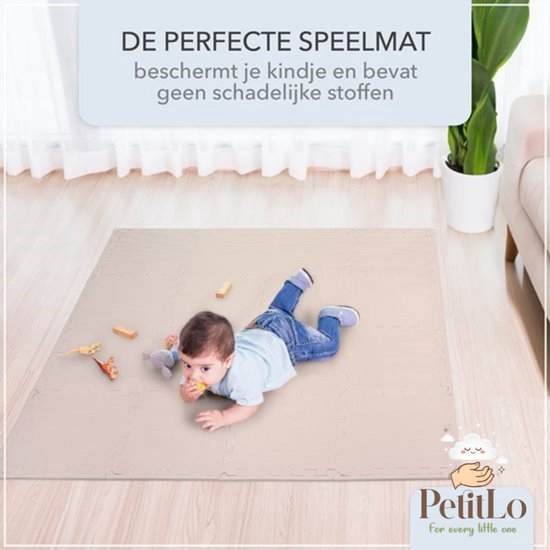 PetitLo® - Foam Puzzelmat (20 Stuks) - 30x30x1,2CM - Schuim Puzzel Tapijttegels - Kruipmat Baby - Speelmat baby - Speeltegels Kind - Speelkleed Kinderen - Speel Kruip Mat Tapijt Tegels - Vloertegels Vloermat Vloerbeschermer - Puzzelmat speelmat-Beige van Merkloos — afbeelding 5