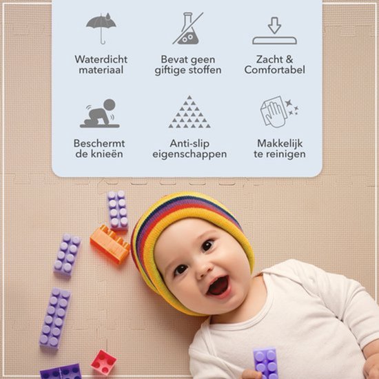 PetitLo® - Foam Puzzelmat (20 Stuks) - 30x30x1,2CM - Schuim Puzzel Tapijttegels - Kruipmat Baby - Speelmat baby - Speeltegels Kind - Speelkleed Kinderen - Speel Kruip Mat Tapijt Tegels - Vloertegels Vloermat Vloerbeschermer - Puzzelmat speelmat-Beige van Merkloos — afbeelding 3