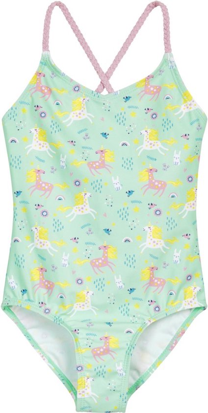 Playshoes Chapeau De Soleil Et Bonnet De Bain Fille – Mint Einhorn – Protection UV Élevée – Licorne Verte Pour Plage Et Piscine
