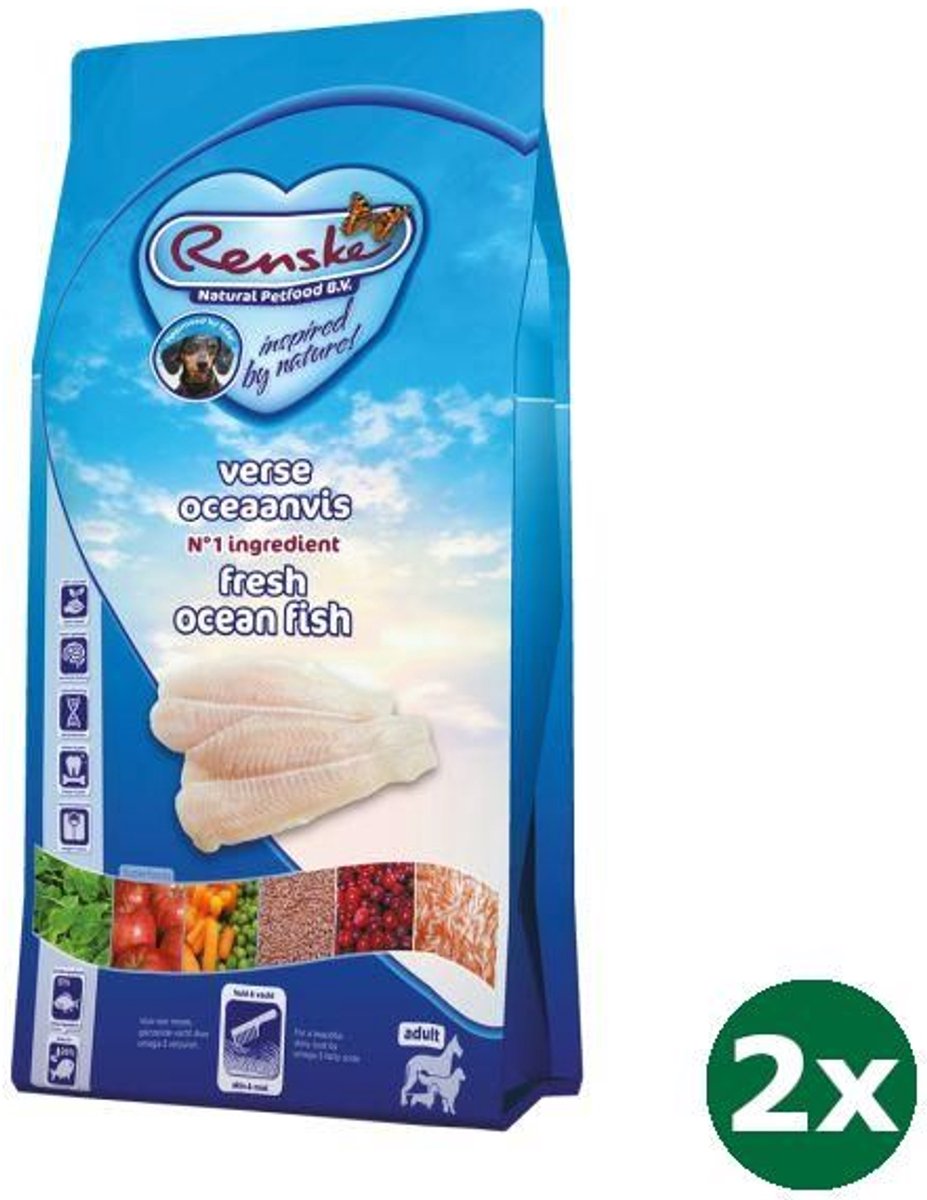 2x6,5 kg Renske super premium adult oceaanvis hondenvoer