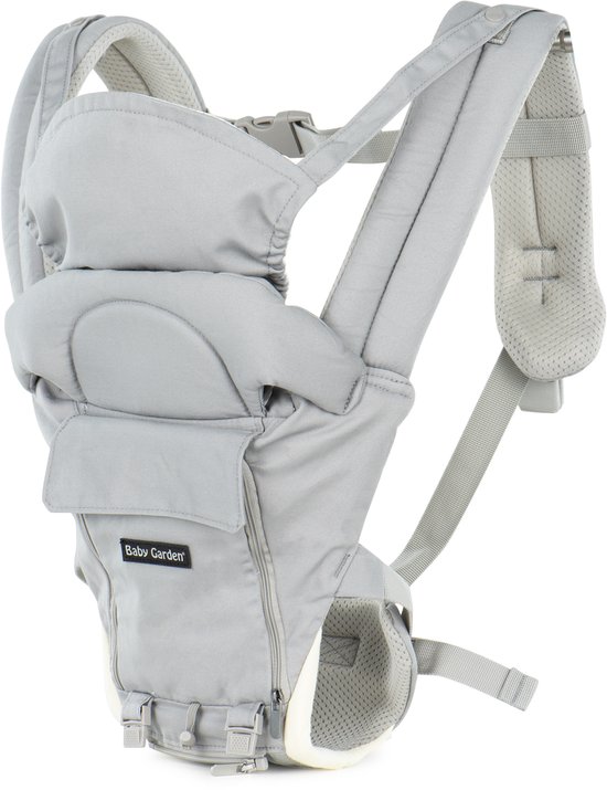 Baby Garden Draagzak 4 in 1 - Baby Draagzak Ergonomisch, Verstelbaar & Ademend - Met Heupzitje, Zonnekap & Slabbetje - Licht grijs van Baby Garden — afbeelding 3