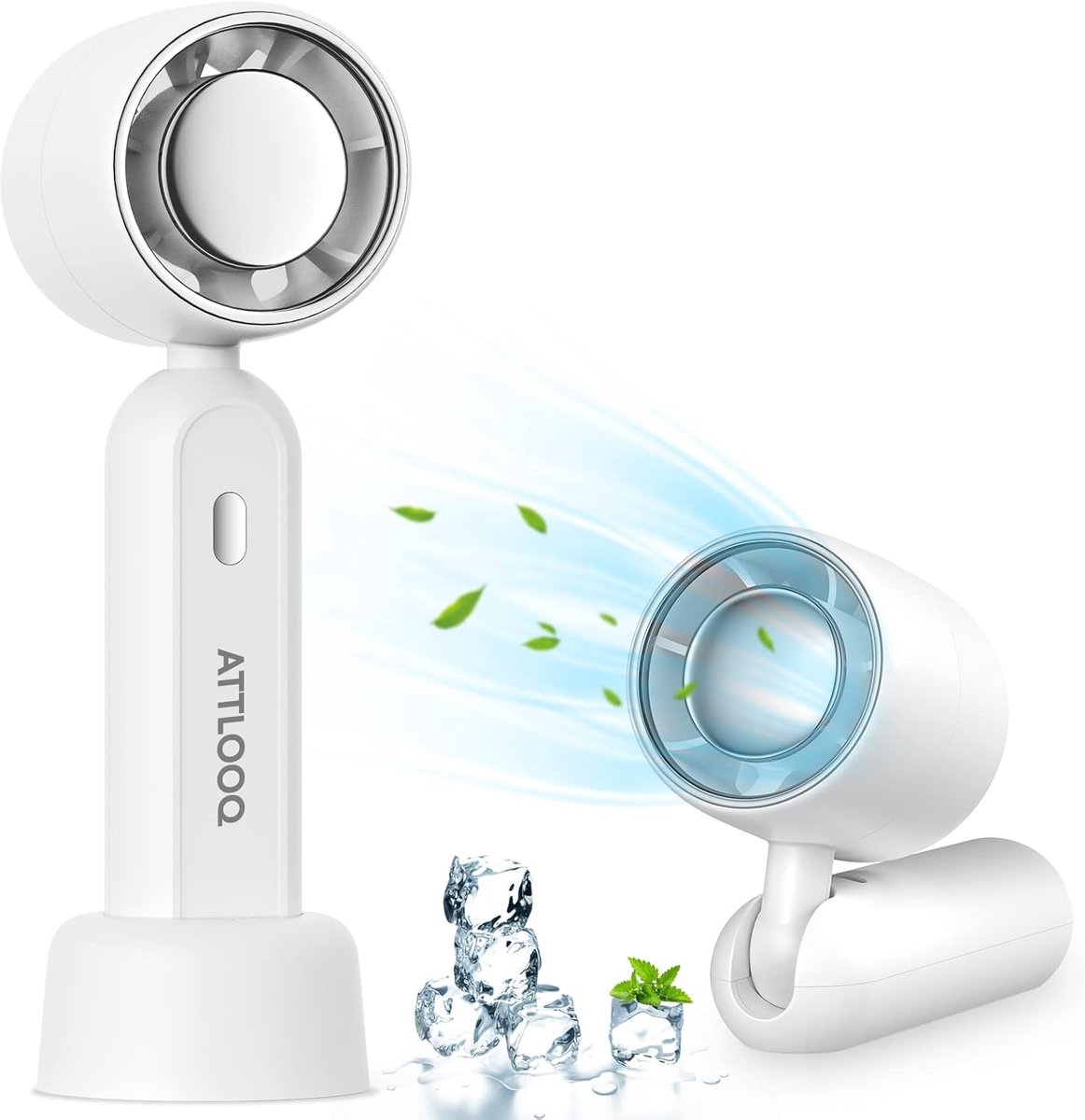 Draagbare Mini Ventilator met 3 Snelheden - Oplaadbare Handventilator voor Thuis, Kantoor en Reizen (Wit)