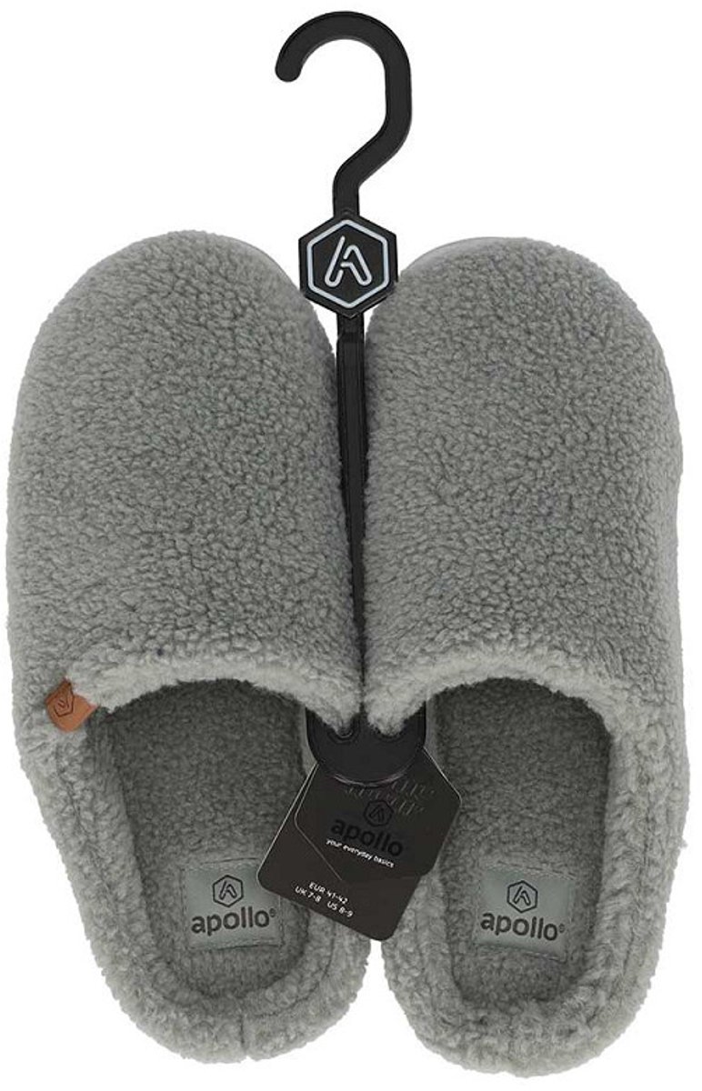 Apollo Warme teddy heren slippers - Heren pantoffels met stevige zool - Wollen slippers - 42 - Bruin