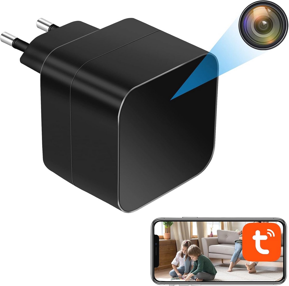 Mini Verborgen Spion Camera met WiFi en Bewegingsdetectie - 1080P HD USB Lader