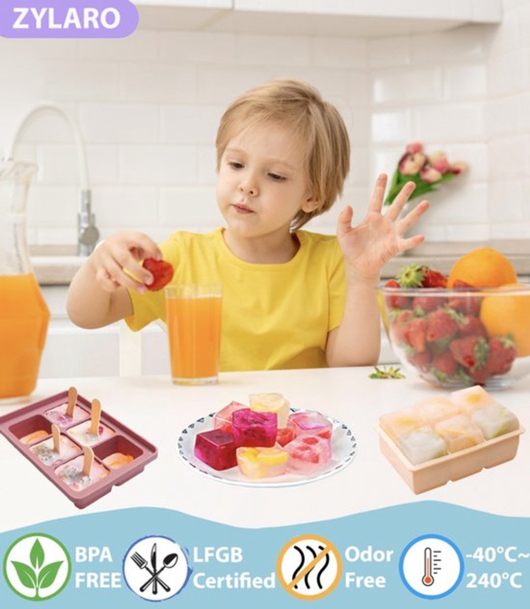 ZYLARO Babyvoeding bewaarbakjes set - 3-delige siliconen baby bakjes - met deksel - Magnetron & vaatwasmachinebestendige - 18x60ml - Moedermelk bewaren - Diepvriesbakjes - 100% BPA vrij — afbeelding 2