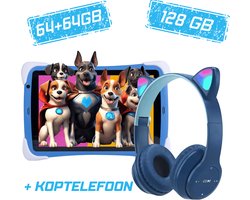Balou ChildTab XL Kindertablet 10.1 inch met bluetooth koptelefoon - Blauw of Roze - 128GB (64GB+64GB) + 4GB RAM - Inclusief Gratis Screenprotector en 64GB SD-kaart - Ouderlijk Toezicht & Lange Batterijduur