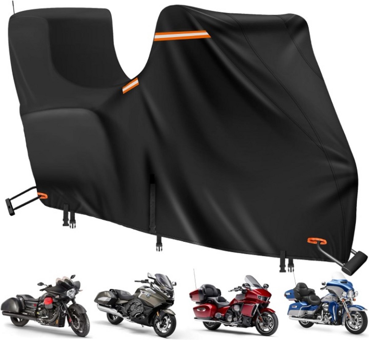 Motorhoes - Scooterhoes - Scootmobielhoes - Windscherm - Waterdicht - Nanomateriaal - Heavy Duty - met Side+Top Box - voor Buiten - 420D Oxford-stof - 300 x 111 x 142 cm - Zwart
