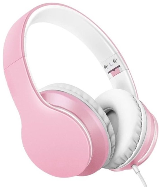 StayPowered Koptelefoon - Ingebouwde Microfoon - Lichtgewicht - Hoogwaardig Materiaal - Ademende Kussens - Roze/Wit - 1,5m lange Snoer - Opvouwbaar en Draagbaar - 3,5mm Aansluiting - Levering Sneller dan Aangegeven!