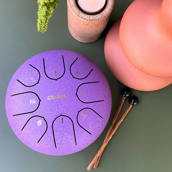 Orakl ® - Tongue Drum Echo Amethist - Inclusief lesboek - Handpan ø 16 cm - Tongue Drum - Handpan Drum - Steel Tongue Drum - Klankschaal - Geluidstherapie van Orakl — afbeelding 2