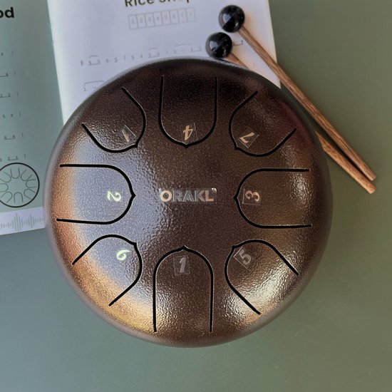 Orakl ® - Tongue Drum Echo Zonbrons - Inclusief lesboek - Handpan ø 16 cm - Tongue Drum - Handpan Drum - Steel Tongue Drum - Klankschaal - Geluidstherapie van Orakl — afbeelding 2