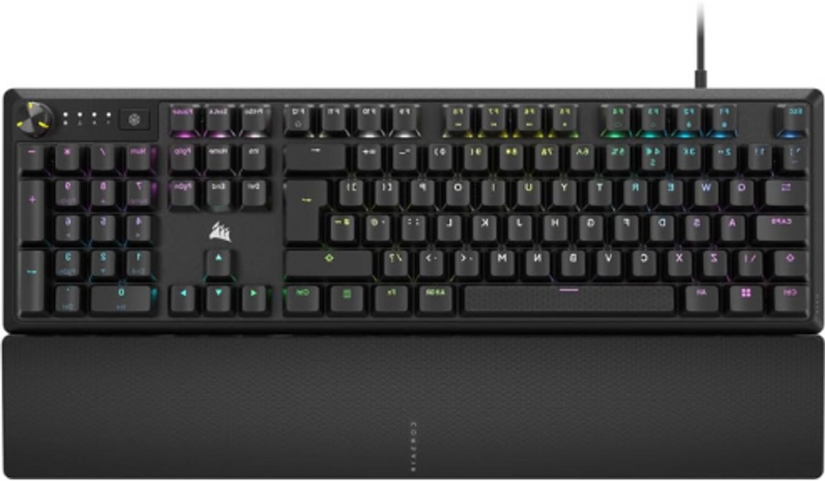 K70 Core Rgb Mechanisch Gaming Toetsenbord - Bedraad Met Palmsteun - MlX Rode Schakelaars - Media Dial - Abs Toetsdoppen - Geluidsdemping - Qwerty Uk