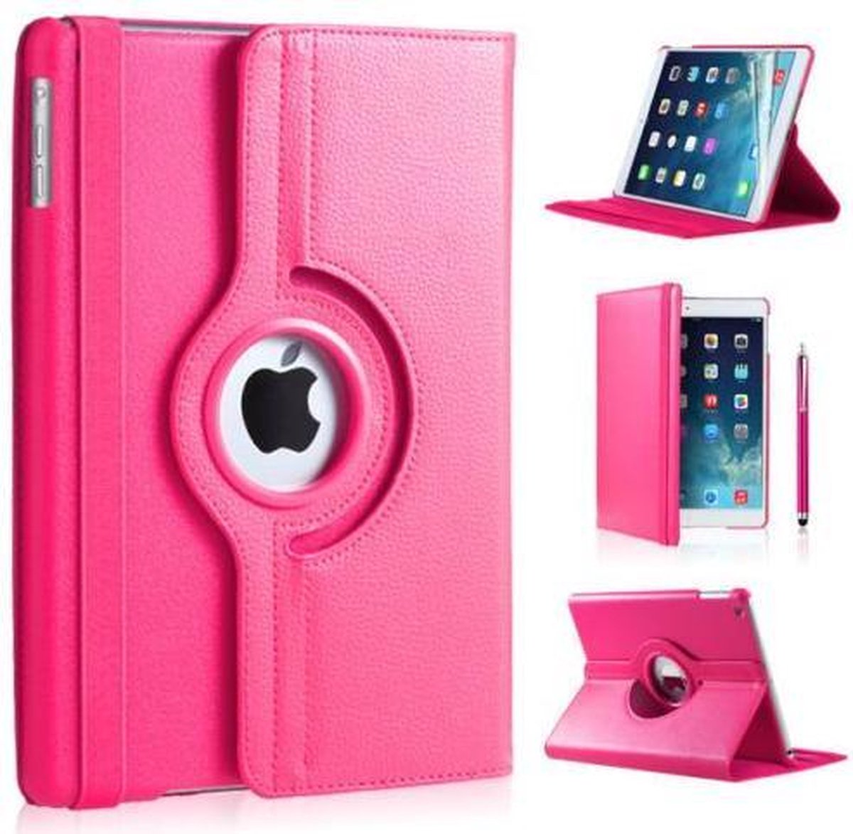 Hoes Geschikt Voor iPad Pro 9,7 hoes 360 graden roze leer