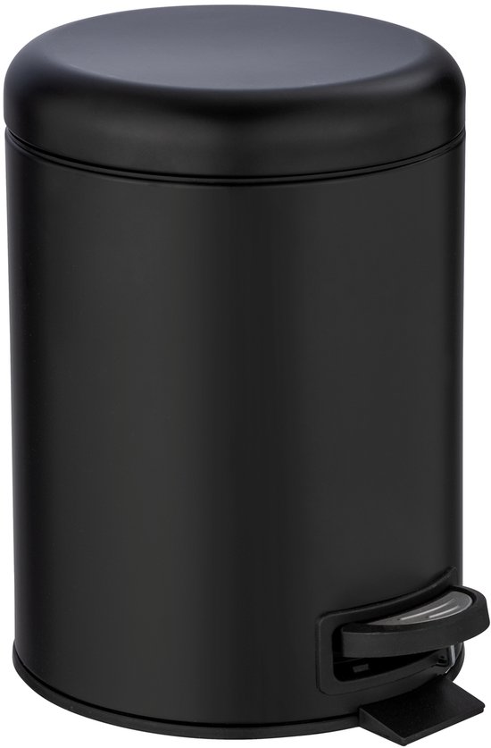 WENKO Afvalemmer Leman 5 liter mat zwart - Prullenbak - Afvalbak - Vuilbak - Vuilnisbak - Pedaalemmer