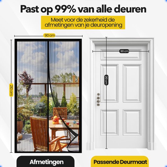 Vicon Magnetisch Vliegengordijn met Altijd Open Functie - 90 x 210 CM - Eenvoudige installatie - Huisdiervriendelijk - Deurgordijn - Deurhor - Horgordijn Deur van Vicon — afbeelding 5