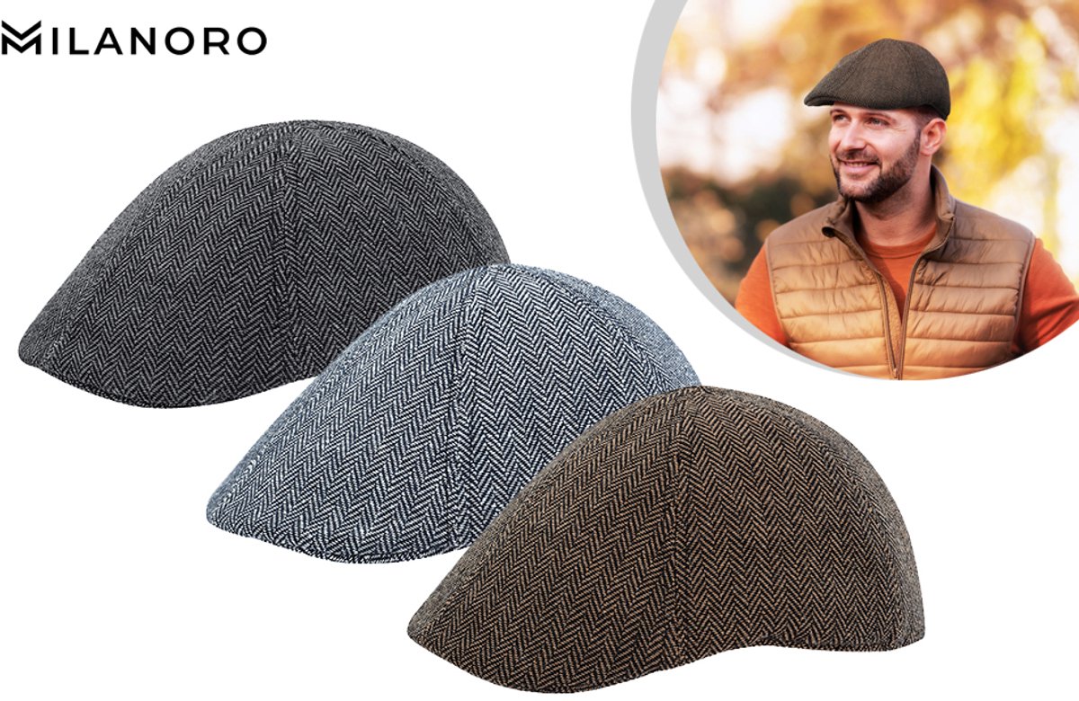Milanoro - Comfortabele, klassieke wollen pet voor koude dagen - Bruin