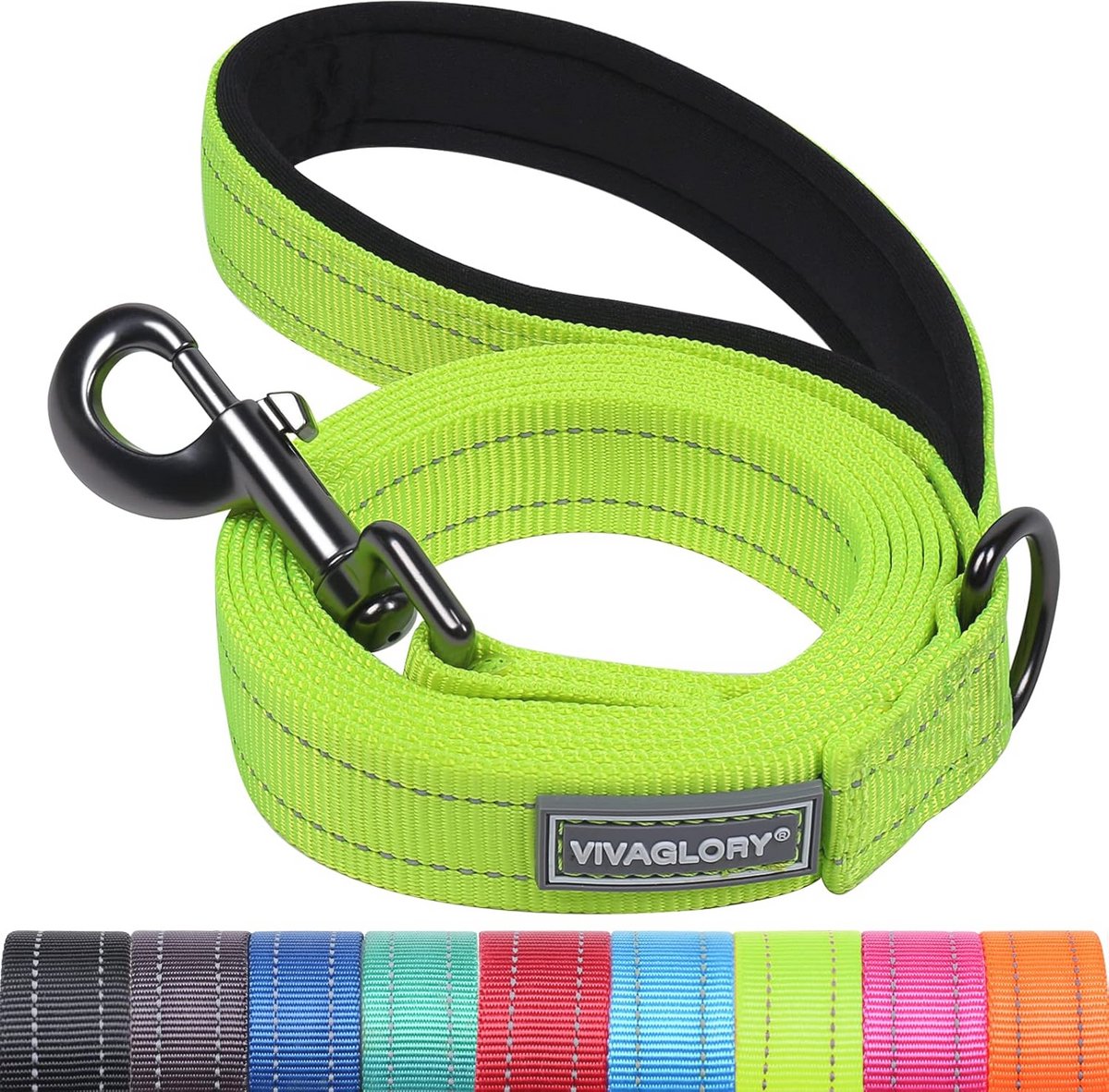 Zware Hondenlijn voor Training - Reflecterende Wandellijn met Gewatteerde Handgreep - 120 x 2,5 cm - Voor Middelgrote en Grote Honden