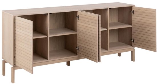 Buffet Linley 180x40x80cm avec quatre portes - placage de chêne blanc - Actona - Armoires de salon - Blanc - Placage|MDF - Armoires de salon