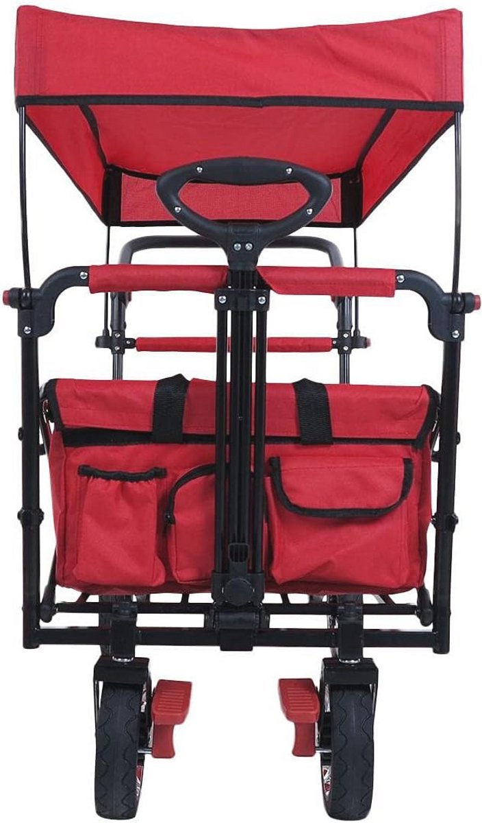 Opvouwbare Bolderkar - Ruime, Duurzame Transportkar met Dubbele Remmen en UV-bescherming voor Kinderen en Outdoor van LifeGoods — afbeelding 2