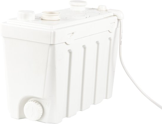 Witte fecaliënvermaler met verticale ribbels en een witte kabel aan de zijkant.
