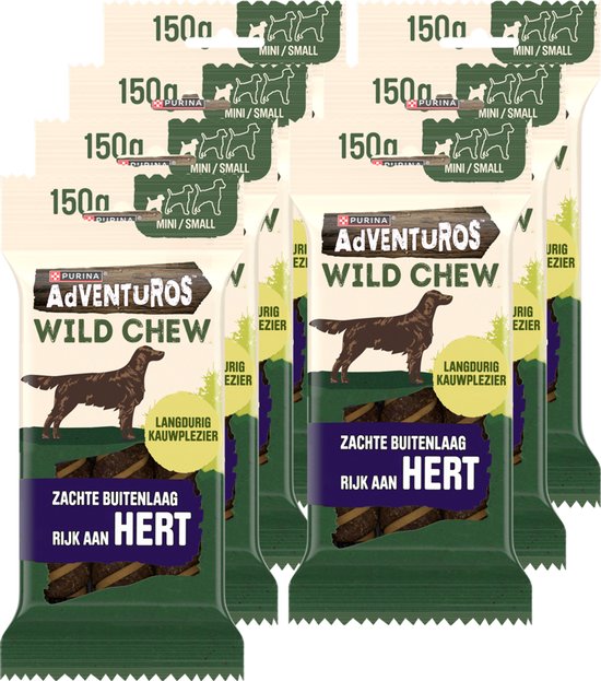 AdVENTuROS Wild Chew Small - Hondensnacks - Hert - 7 x 150 g