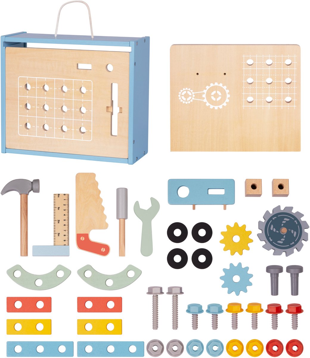 Houten Kinder Werkbank Speelgoed - Gereedschapskist – Bouwset - FSC Hout – Educatief Speelgoed – Werktafel – 54 Delig - Vanaf 3 Jaar — afbeelding 7