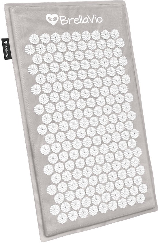 BrellaVio Spijkermat - Grijs - 68x42 cm - Acupressuur Mat - Acupunctuur Spijkerbed - Shakti Massage