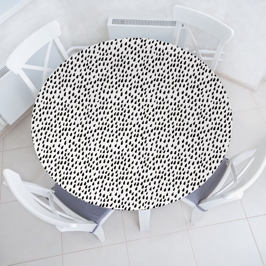 Nappe ronde extensible en tissu élastique, motif gouttes Water monochromes , diamètre 115 à 142 cm