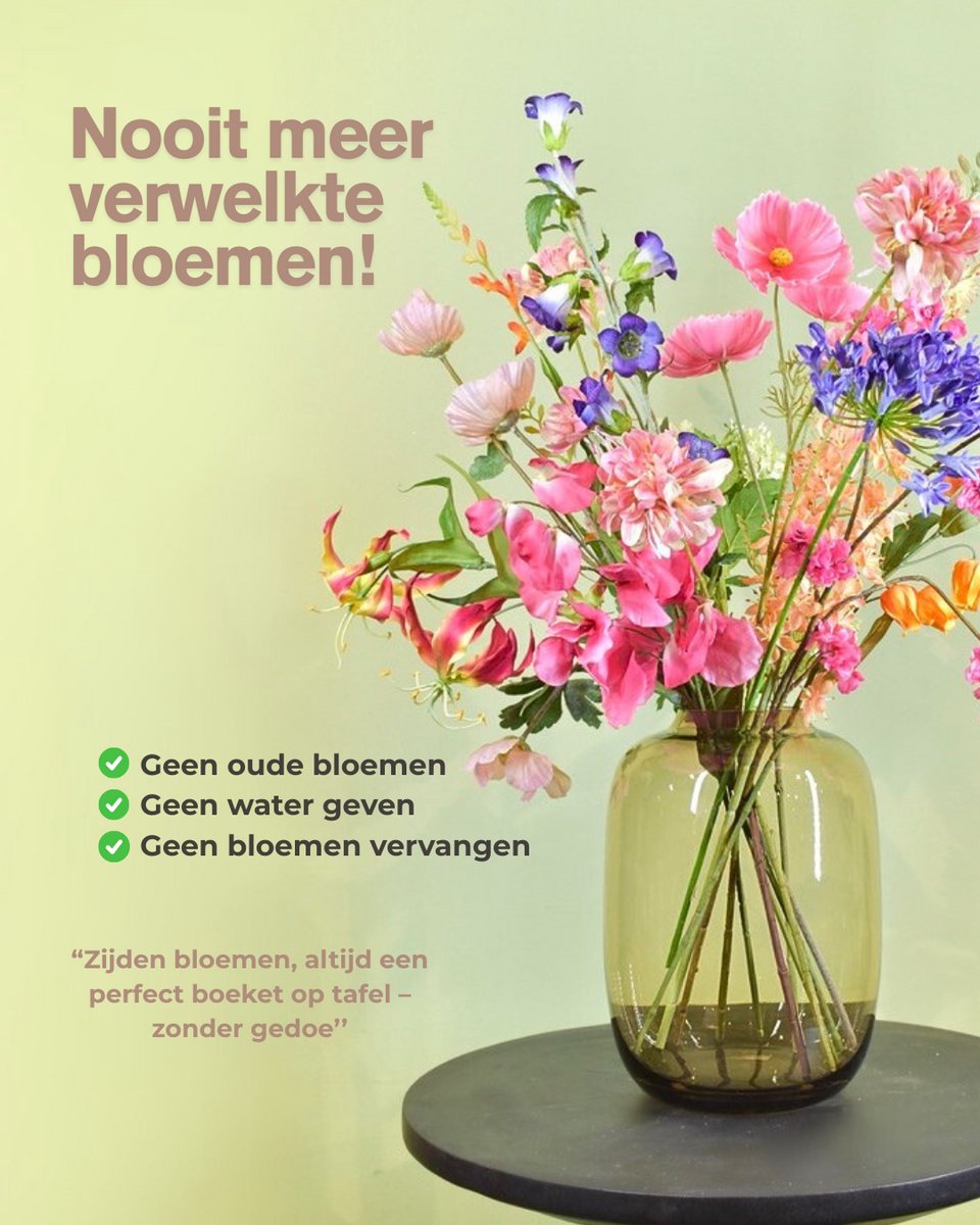 Zijden Boeket – 70-80 cm hoog – cadeau vrouw – housewarming cadeau – Lente – multi color – Exclusief vaas – Plukboeket - Veldboeket – Kunstbloemen