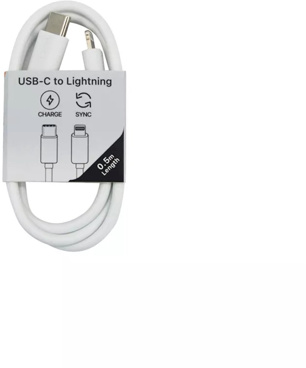 Musthavz to Go - USB-C naar Lightning kabel - 0.5 meter - wit