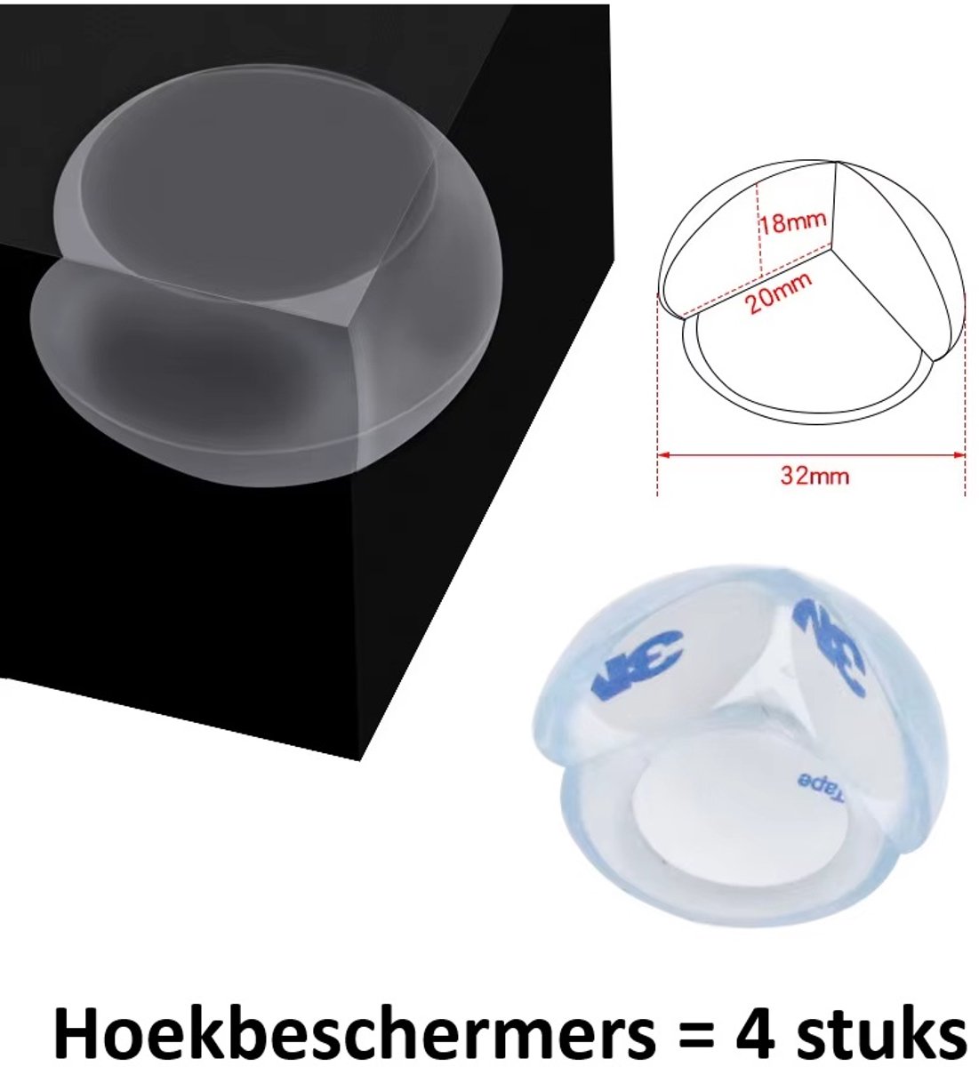 4 stuks Hoekbeschermers baby – Rond - Tafelhoek beschermers - Hoekbeschermer tafel - Transparant- Underdog Tech