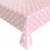 MixMamas Tafelzeil Grote Stip - 140 x 250 cm - Roze/Wit
