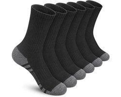 foto van 6 paar sportsokken - Sportsokken voor Mannen - Sneakersokken - Sportsokken - Voetbalsokken - Gripsokken - tennissokken - Zwart Sportsokken - Gripsokken voetbal zwart - fitness - Compressiesokken - Geschikt voor de meeste sporten