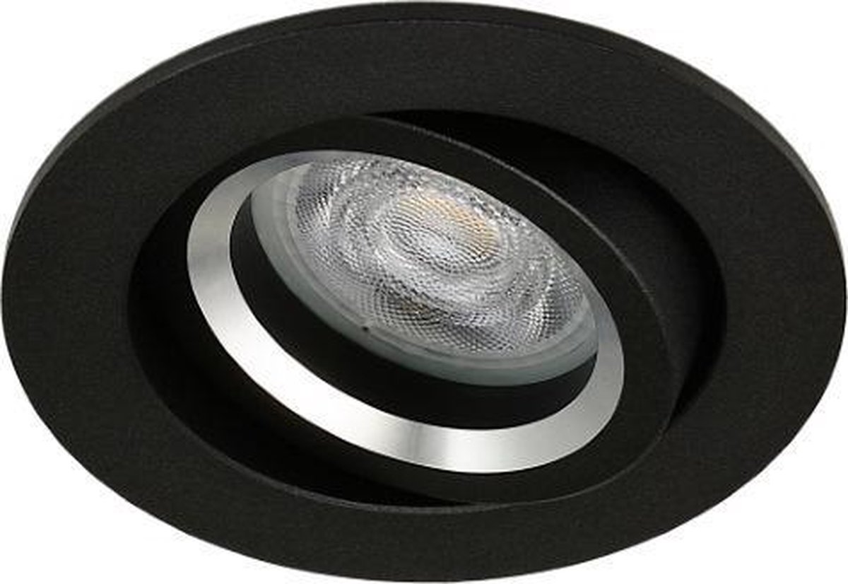 LED inbouwspot Rens -Rond Zwart -Sceneswitch -Dimbaar -5W -Philips LED