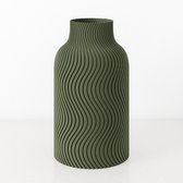Fleuriek Vaas - Groen - H30cm - Japandi - Wavy patroon vaas - Design vaas van bio kunststof - Tafeldecoratie
