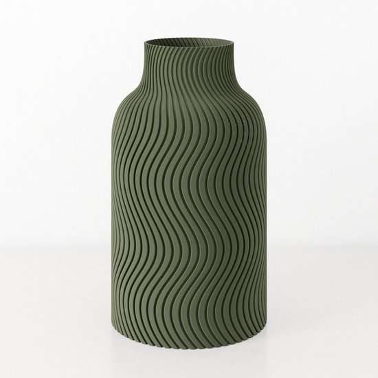 Vase Dastium Home - Vert - H30cm - Japandi - Vase à motifs ondulés - Vase Design en bioplastique - Décoration de table