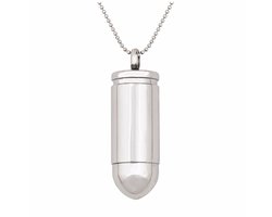 Quiges - RVS - Ashanger - Urn - Cilinder - Met - Verstelbare - Ketting - 46 - 52cm - Asketting - As sieraad - SLSA024