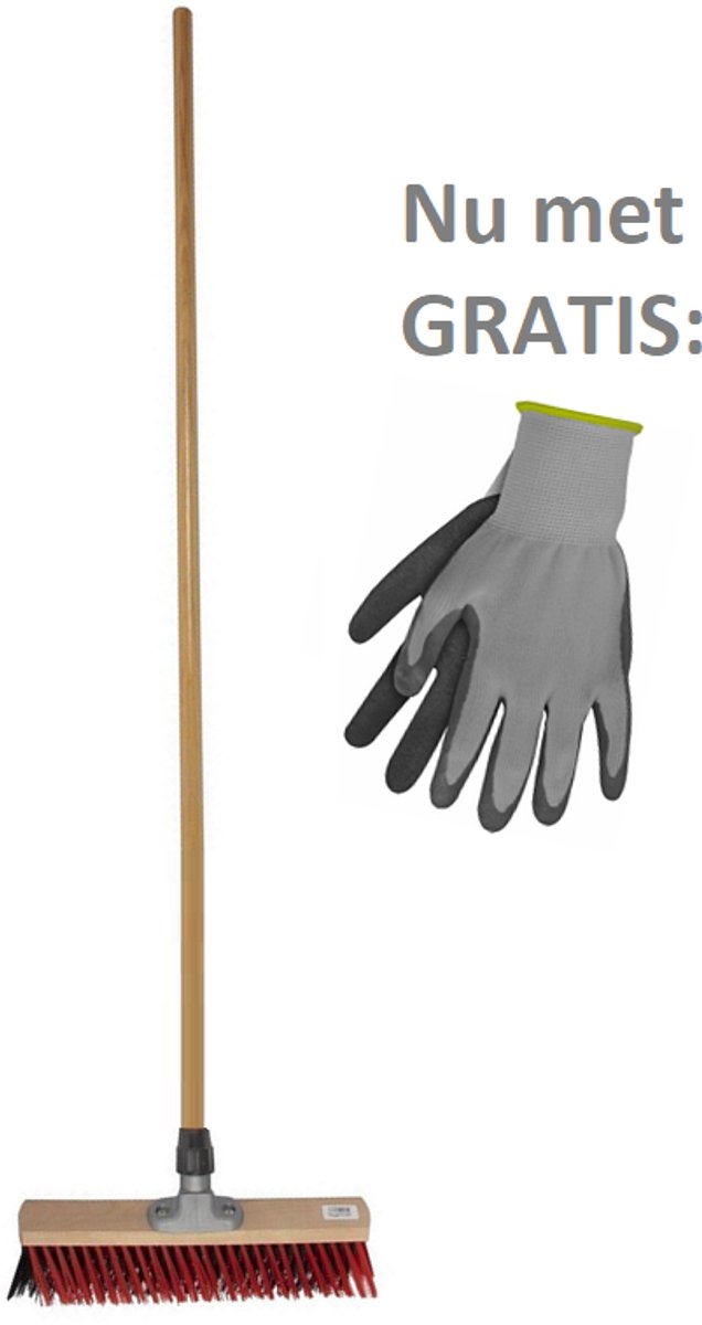HomGar - Buitenbezem - Straatbezem - Tuinbezem -Terrasbezem - Schobborstel - X bezem 30 cm met steel 140 cm - Nu met GRATIS tuinhandschoenen van HomGar — afbeelding 2
