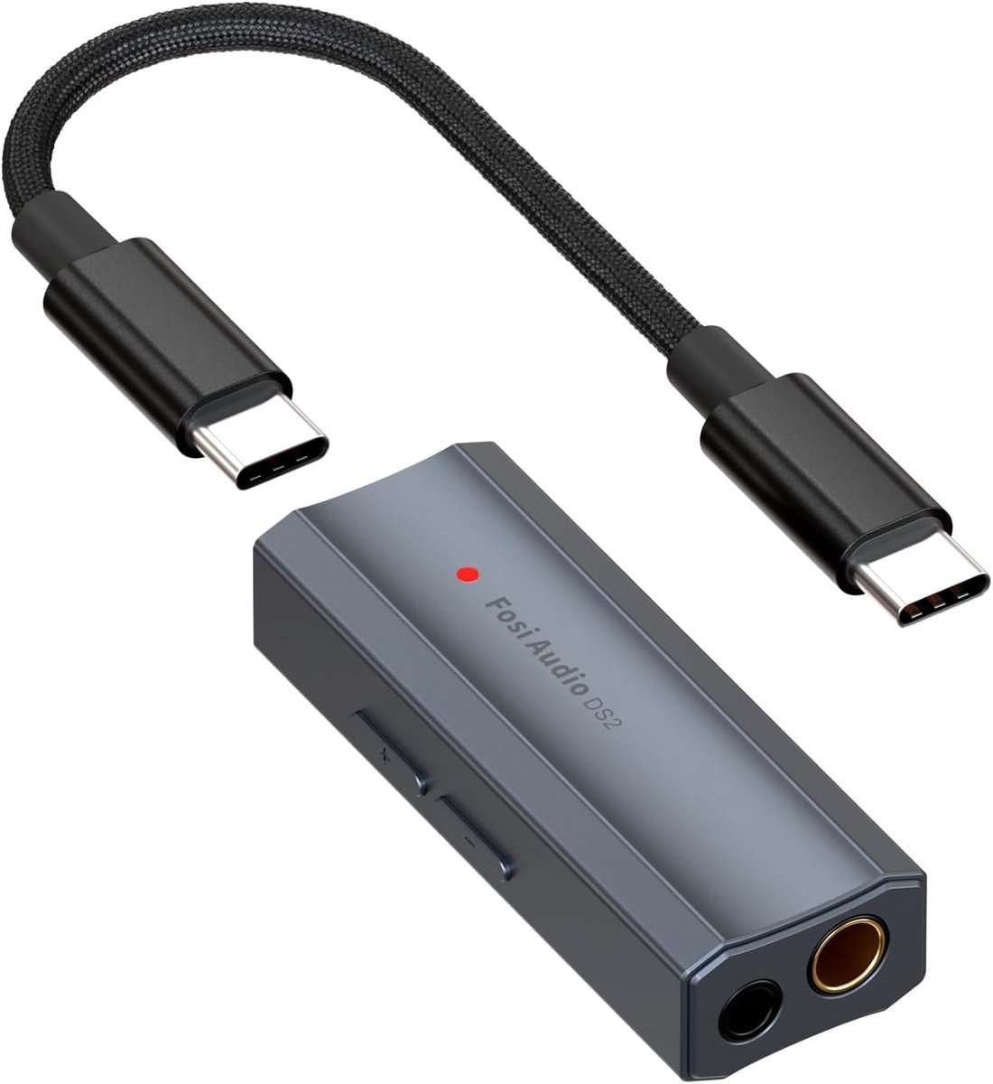 Fosi Audio DS2 USB C naar AUX Koptelefoonversterker DAC Dongle 3.5mm - Draagbare Versterker met Dubbele Uitgang voor iPhone, iPad Pro, Android Telefoon