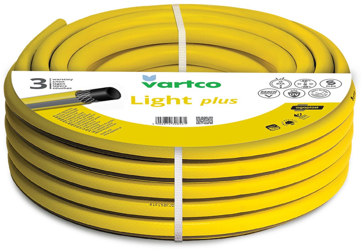 Vartco - 3-lagige tuinslang 1/2" 50m | flexibele slang polyester kruis vlecht UV-bestendig 25 Bar