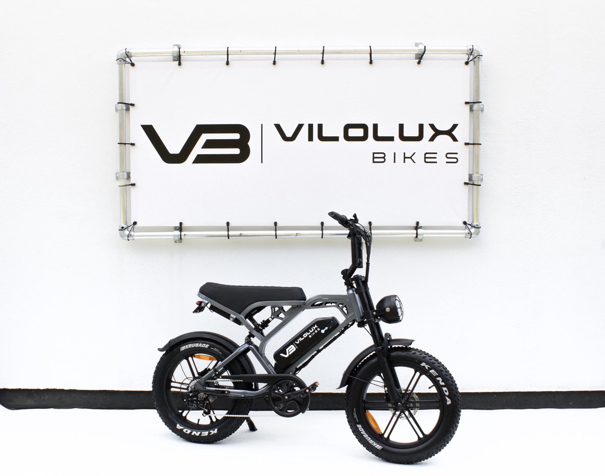 Vilolux® - Ouxi - V20 - 2024 Model - Inclusief Achterzit- Rijklaar - Elektrische Fatbike - Fatbikes - E-Bike - Cruise Functie - 25 km/u - 250W - 7 Versnellingen - Telefoontas - Voetsteunen - 1 Jaar Garantie - Zwart - Legaal