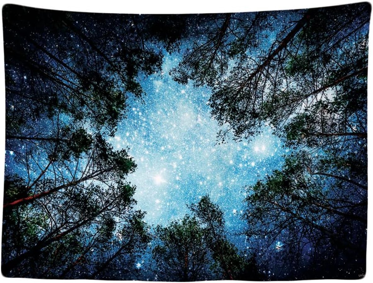 Ulticool - Sterrenhemel Heelal Ruimte Planeten Natuur Bomen Bos - Wandkleed - 200x150 cm - Groot wandtapijt - Poster - Kamer Slaapkamer Woonkamer Decoratie Accesoires Tiener Jongen Meisje