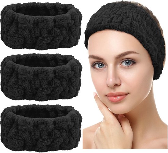 NJCXOLA 3 stuks haarbanden voor dames, make-up, polsen voor het wassen van het gezicht, spa, elastisch, make-up, geschikt voor gezichtswas, make-up, douche, thermen, massages enz