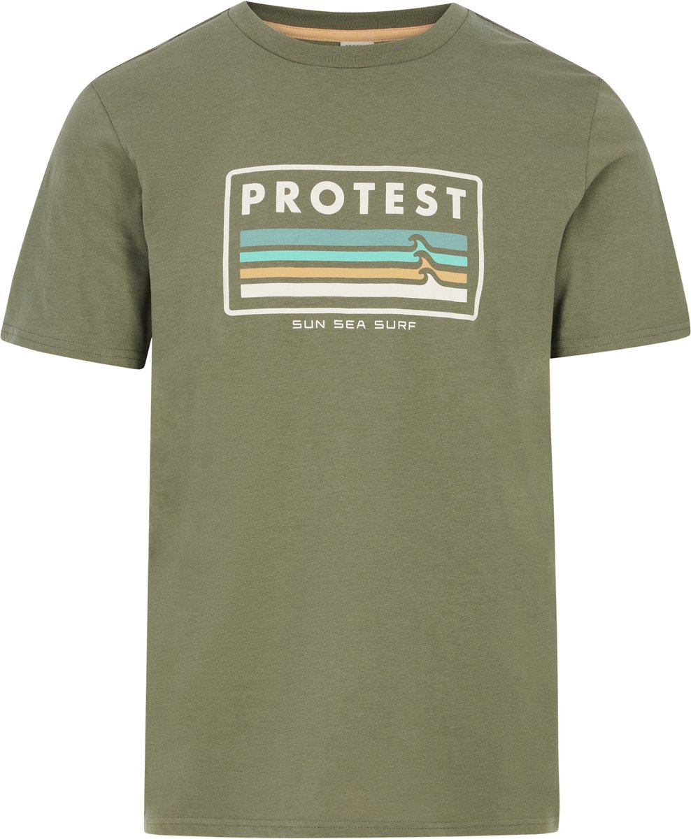 Protest Prtbarn – T shirt Heren – Korte mouwen – Ronde hals Groen