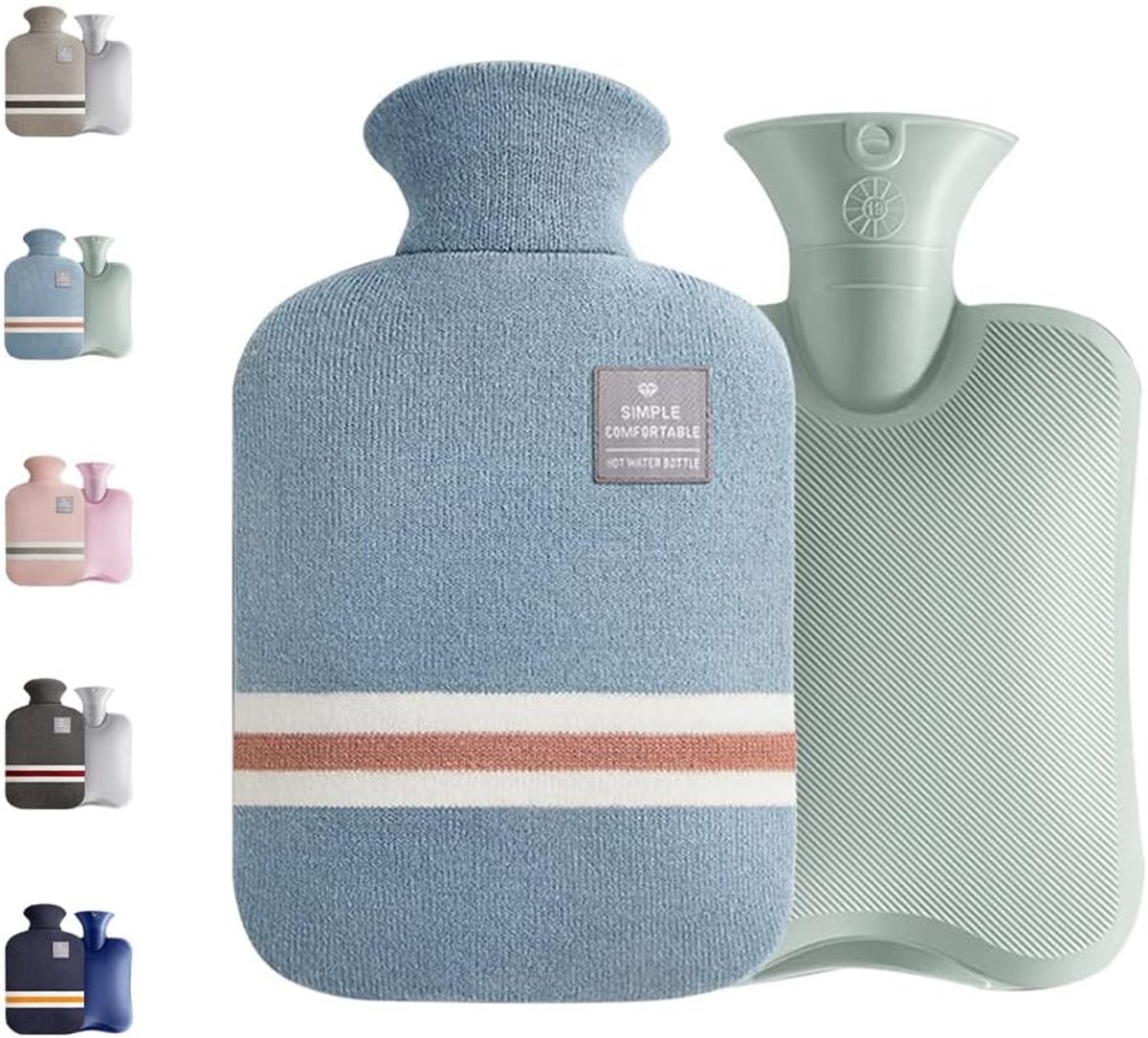 Kleine warmwaterkruik 1L met gebreide hoes voor pijnverlichting - perfect cadeau voor elke gelegenheid