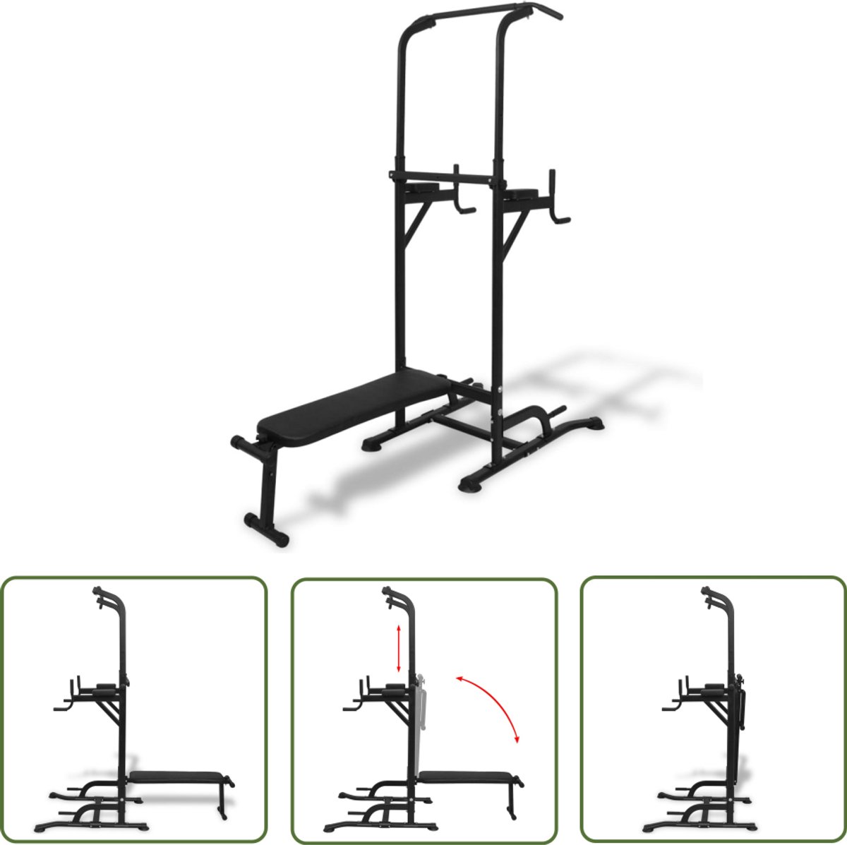 SOUTHWALL Krachtstation ROGER - Optrekstang - Dipstation - Bank - Push-up stands 182-235cm Duurzaam ontwerp