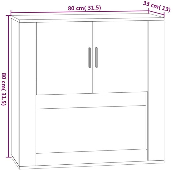 vidaXL Armoire murale 80 x 33 x 80 cm Bois traité Noir - Armoire murale - Armoires murales - Armoire murale - Armoire