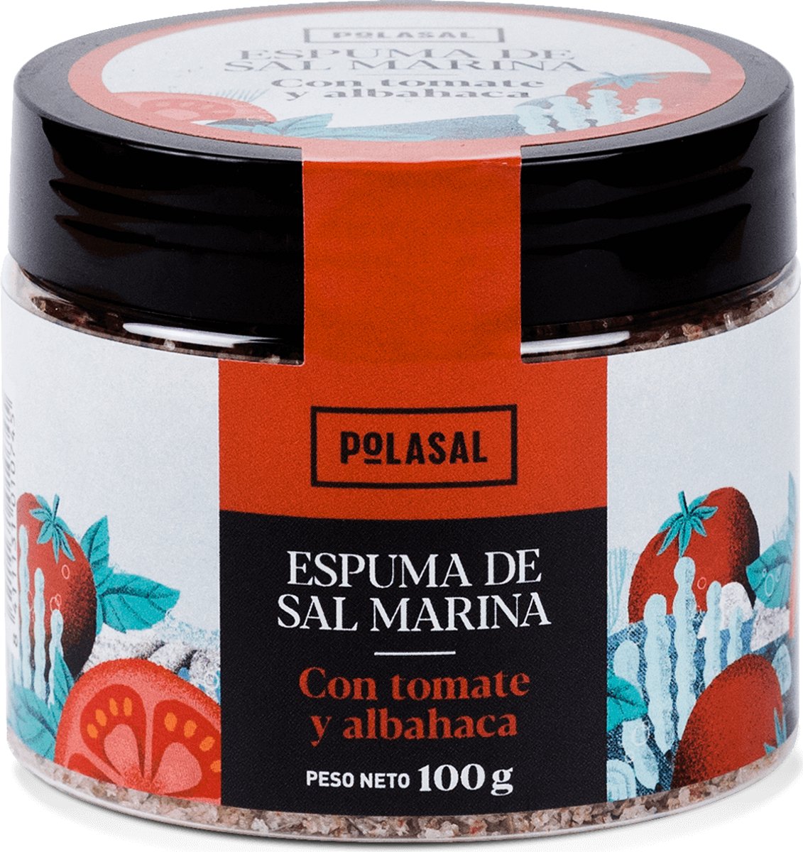 Polasal Zeezout Schuim Tomaat & Basilicum – Gourmet Zout uit Spanje – Mediterraans – 100 g