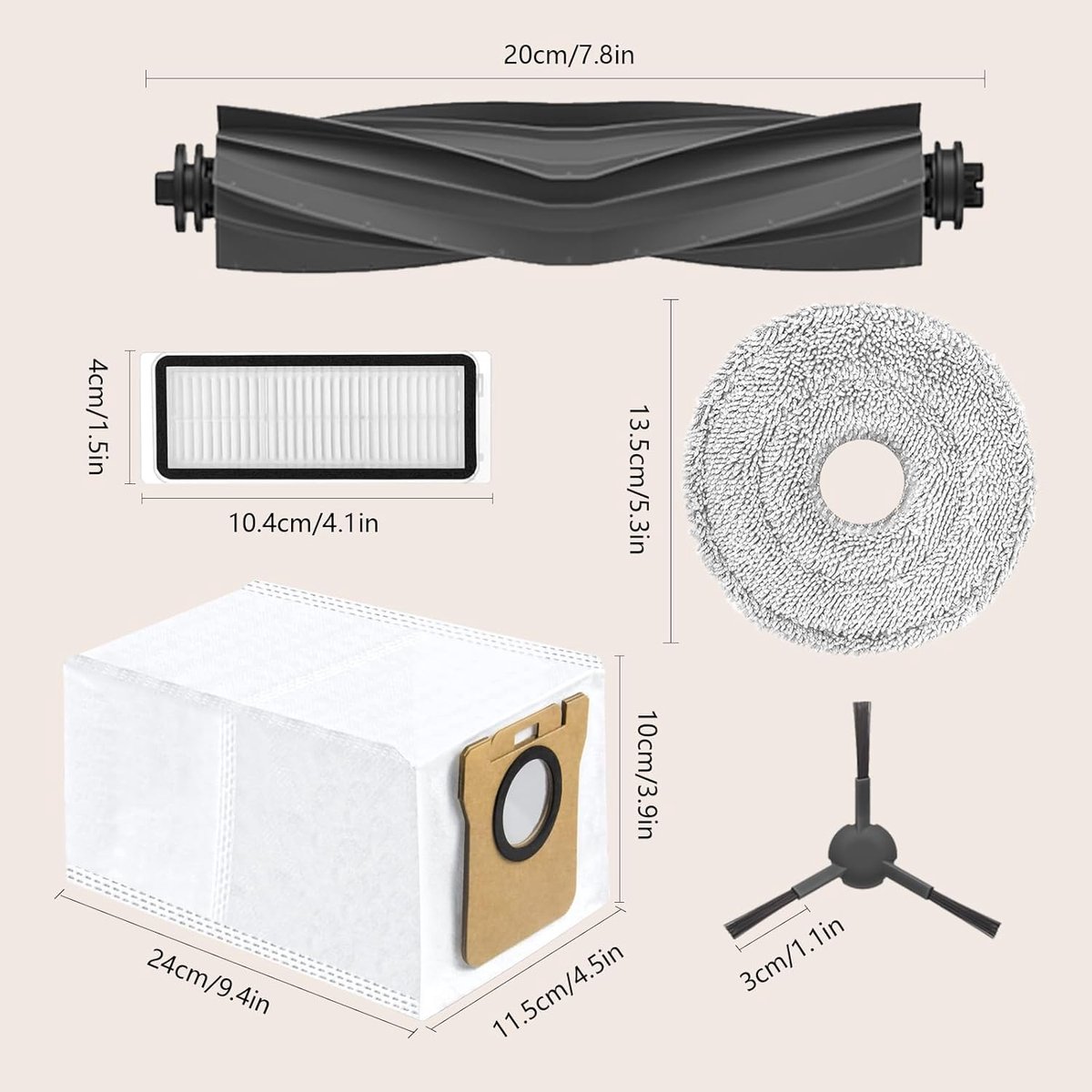 Dreame accessoireset compatibel met L20 Ultra, 3 paar