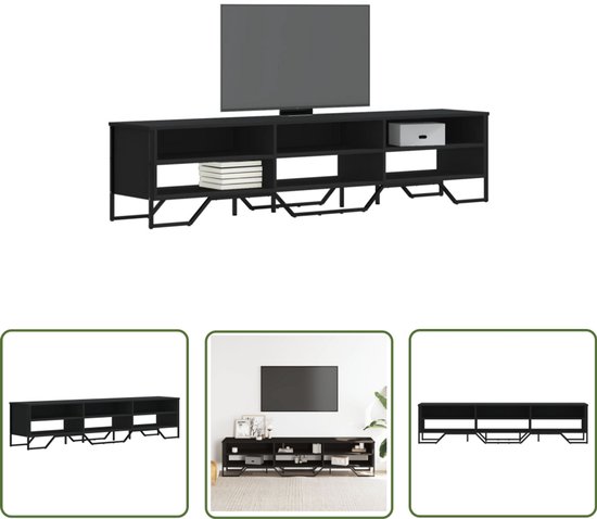 VidaXL Tv-meubel 180 Cm Zwart - Hout - Ruime Opbergkast Met Dressoir