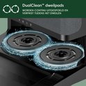 DualClean™ dweilpads worden continu uitgespoeld en verfrist tijdens het dweilen.